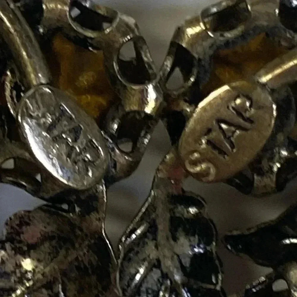 STAR-SIGNED VINTAGE CLIP ON EARRINGS. SILVER LEAVES 🍃 - Picture 8 of 8